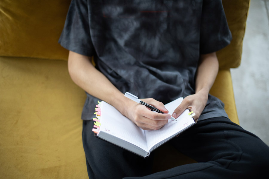 writing in book